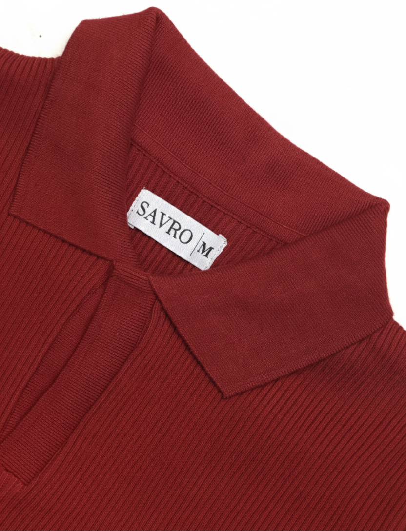 savro-mahroon-sweater-polo